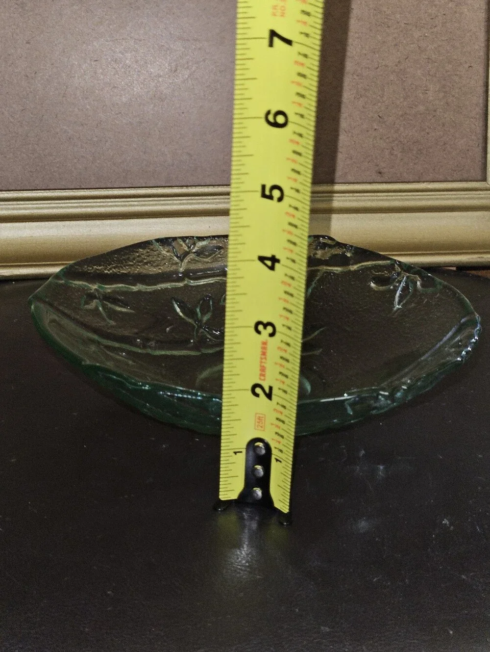 Vintage Pier One Glass Salad Bowl with Bamboo Pattern
